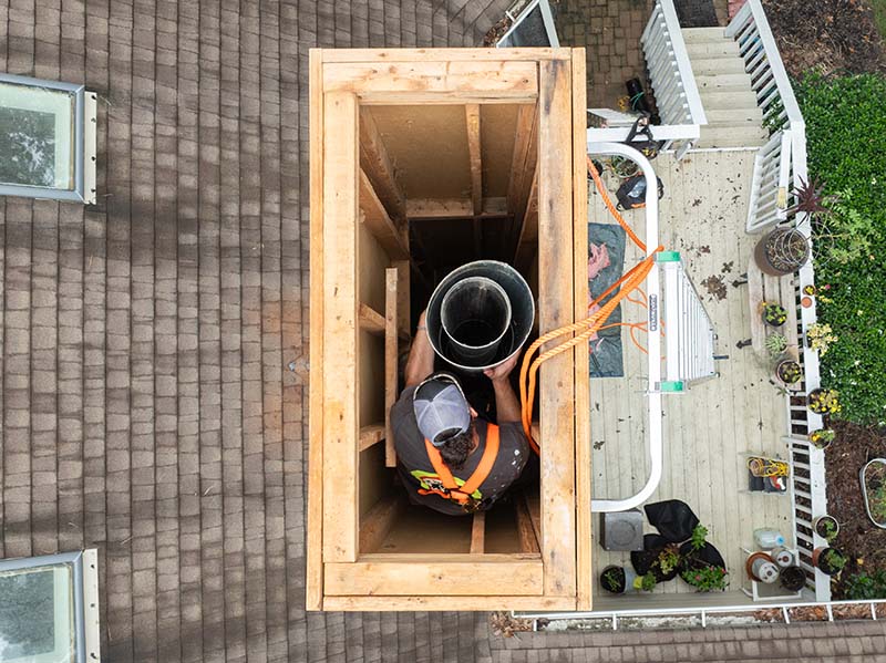 top view of chimney without cover